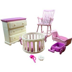 Barbie Dollhouse Furniture Baby Home Nursery Play Accessories 7 Piece Toy Lot